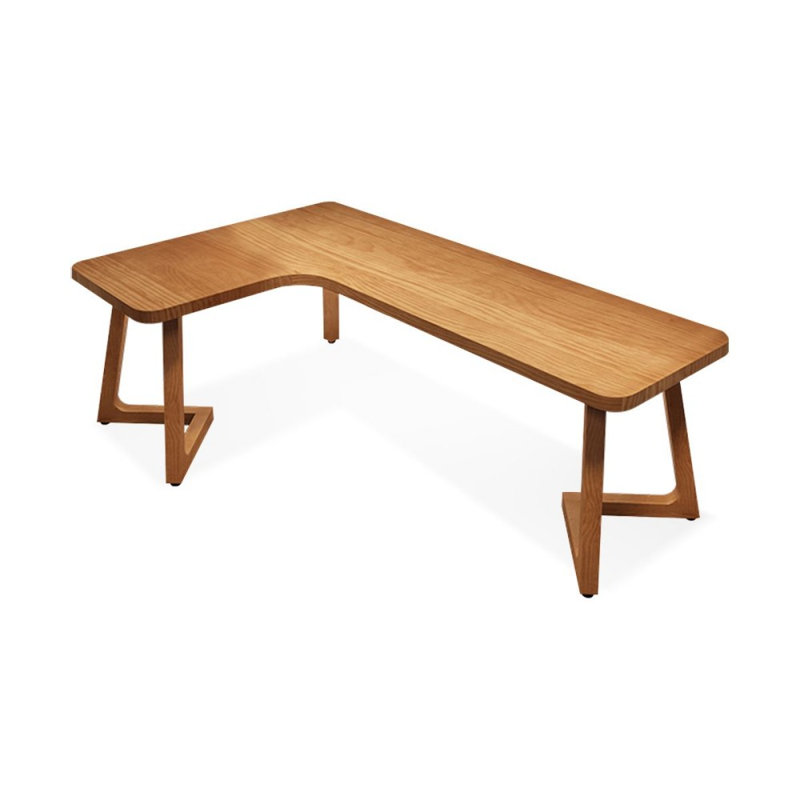 Bureaux rectangulaires en bois massif brun clair, Retour à droite, H 29,53 po x l 70,87 po x P 39,37 po