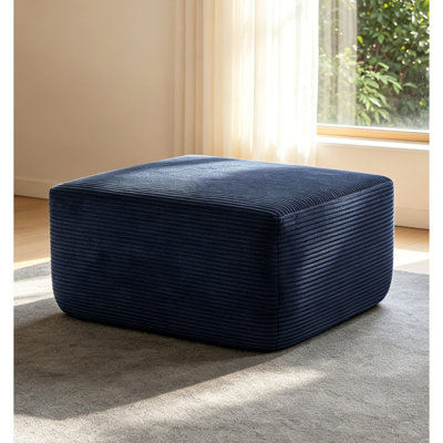 Blue Soft Corduroy Ottoman Footrest