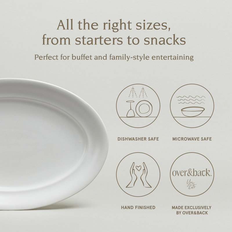 White Ceramic Oval Serving Platter, 11''
