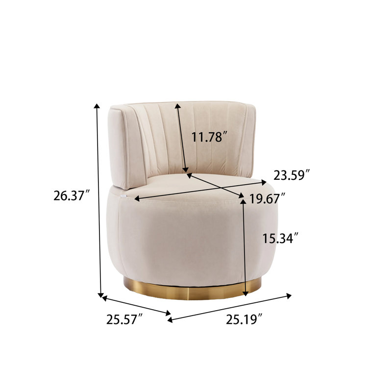 Modern style Velvet Swivel Barrel Accent Chairs with Gold Base, 360° Cuddle Chair for Living Room, Bedroom, Office or Club
