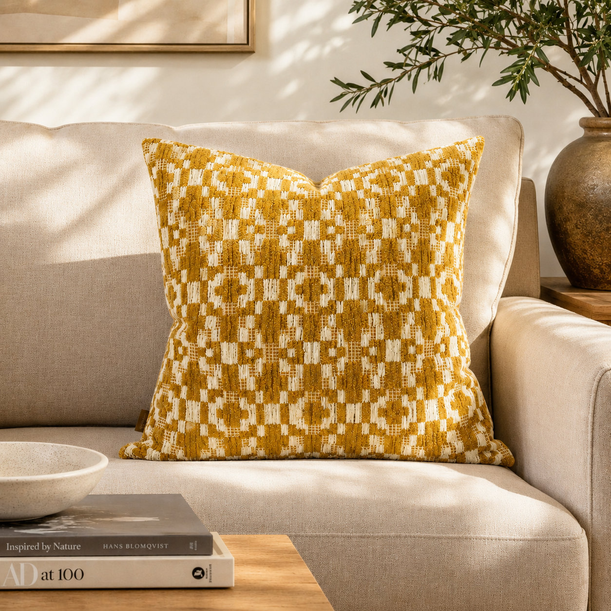 Fraser Throw Pillow, 24x24, Mustard