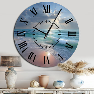 Horloge murale en métal blanc et rose, imprimé sur métal