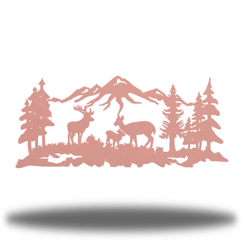 Rustic Landscape & Nature Wall Decor on Metal, Pink, 15.5" H x 36" W x 0.06" D