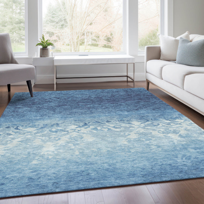 Tapis intérieur / extérieur lavable à la machine Xhevrie, Rectangle 9 pi x 12 pi