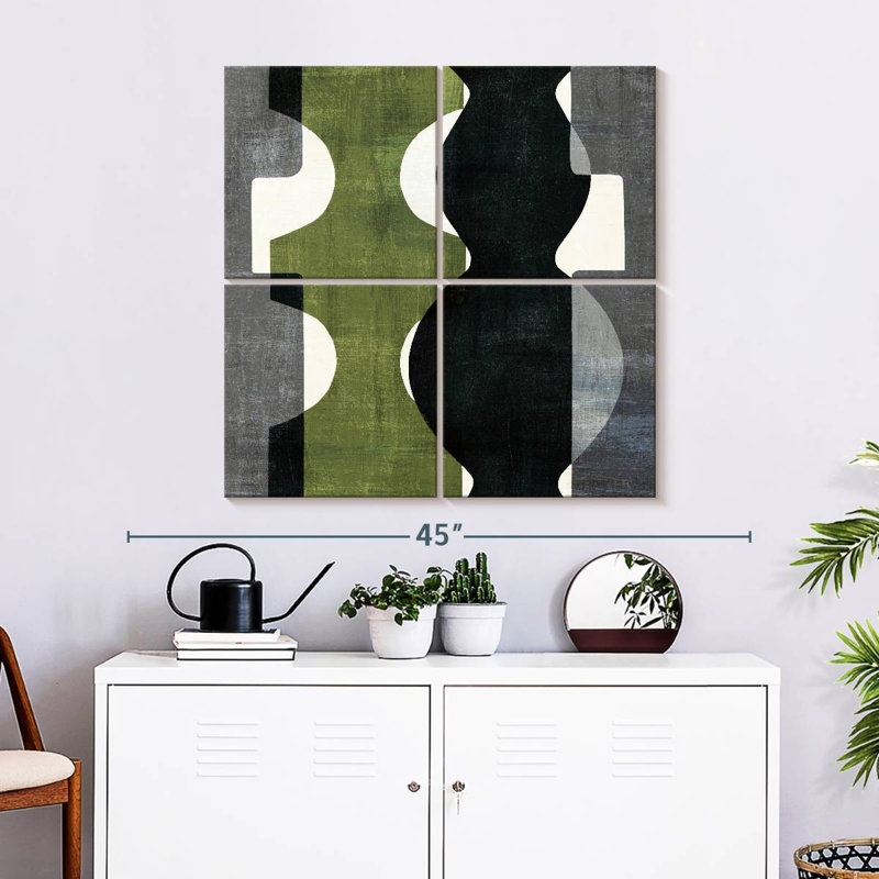 Geometric Deco With Green, H 32 po x l 32 po