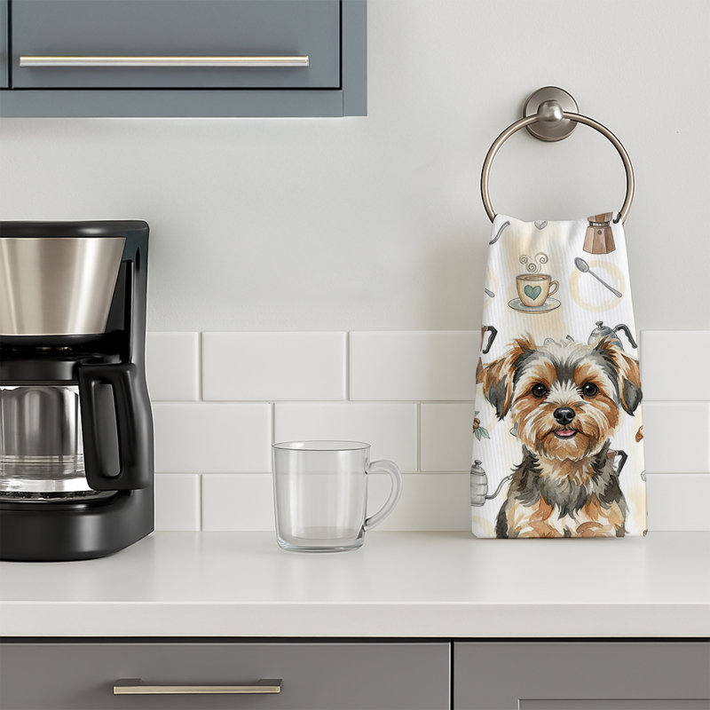 Yorkiepoo Coffee Bar Kitchen Towel, Yorkiepoo