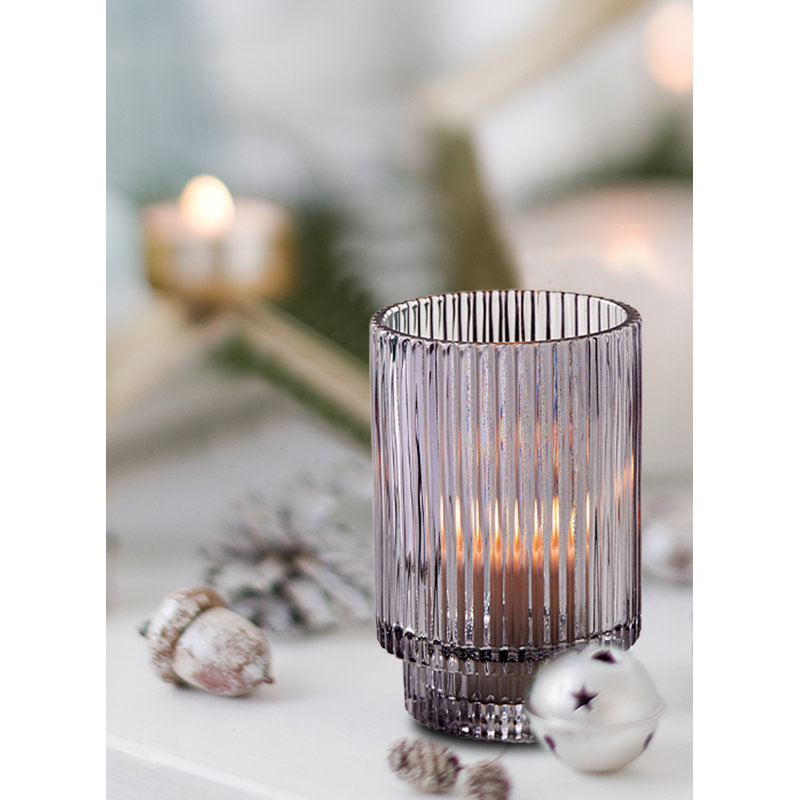 Petit porte-votive en verre, Gris fumée