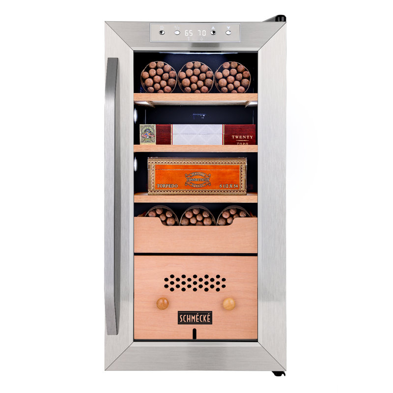 Schmécké Stainless Steel Cigar Humidor with Spanish Cedar Shelves