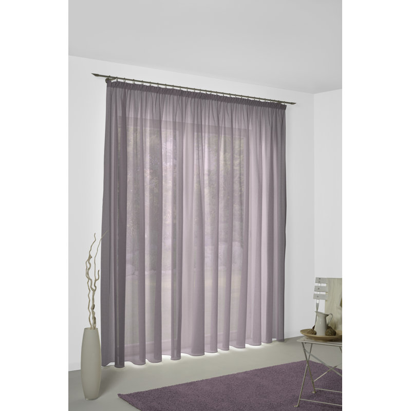 Sunday 82% Polyester And 18% Cotton Semi Sheer Curtain Single Panel, Purple, 142cm Width x 325cm Drop