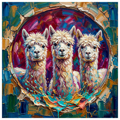 «Three Alpacas», toile tendue de plusieurs tailles