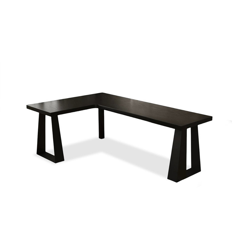 Bureau noir en bois massif en forme de L, 29.53" H x 62.99" W x 47.24" D, Retour à gauche
