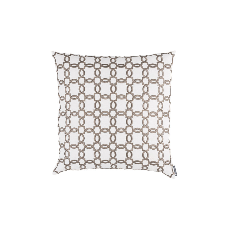 Lynx Square Pillow Cover & Insert, White/Dark Sand