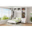 Lit blanc avec armoires - et lit double optimisant l'espace, avec casiers, armoires et fabrication