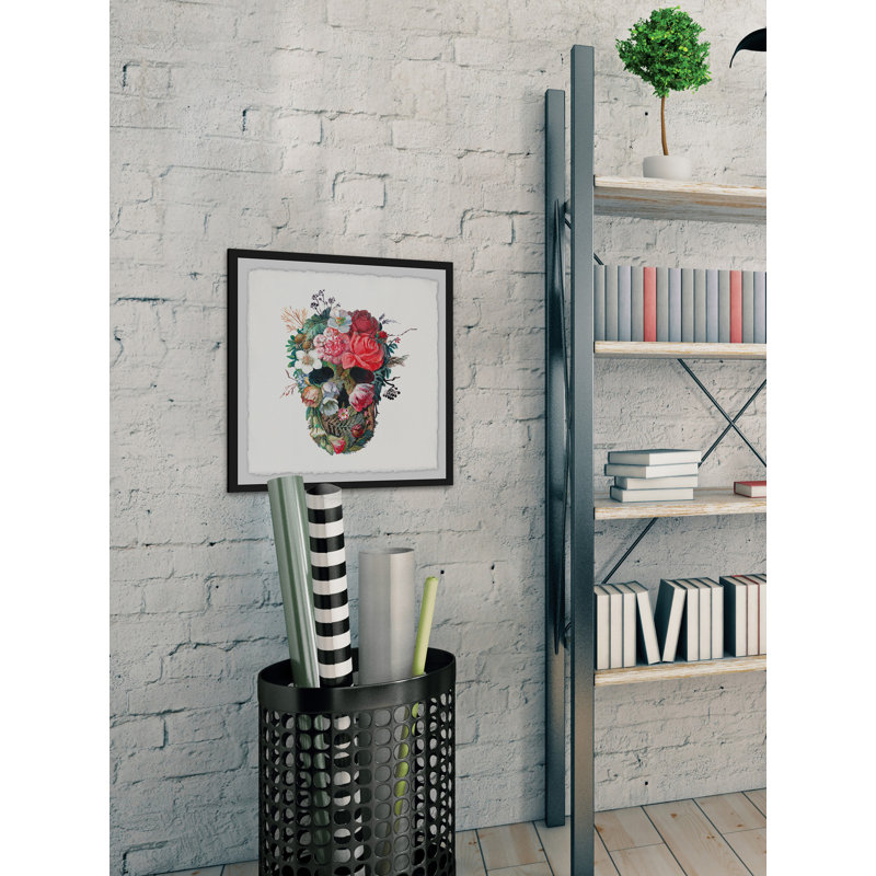Flower Face - Single Picture Frame Painting, 30cm H x 30cm W x 4cm D, Black Framed