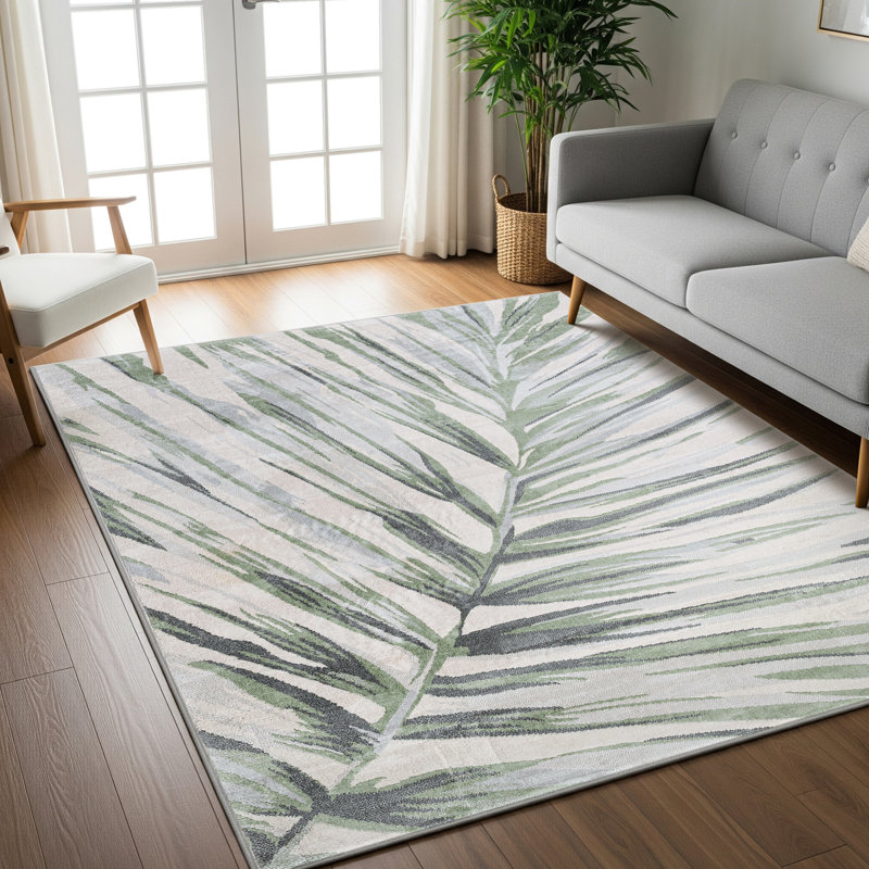 Boho Runner Cream/Green/Grey_ROM2401, Rectangle 160 x 215cm