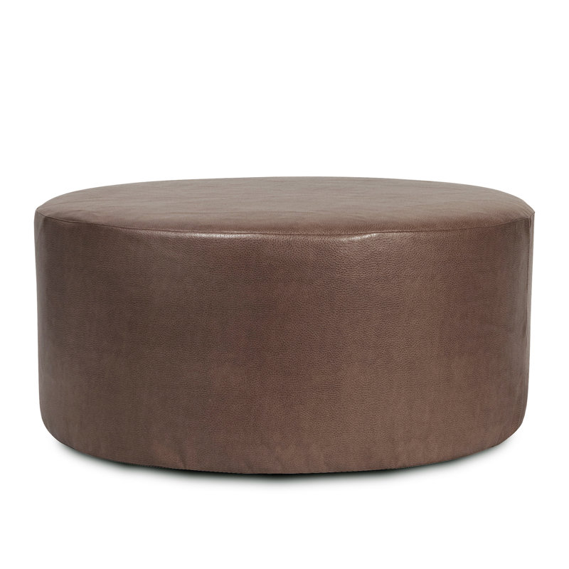 Dianaliz Box Cushion Ottoman Slipcover, Pecan Faux Leather