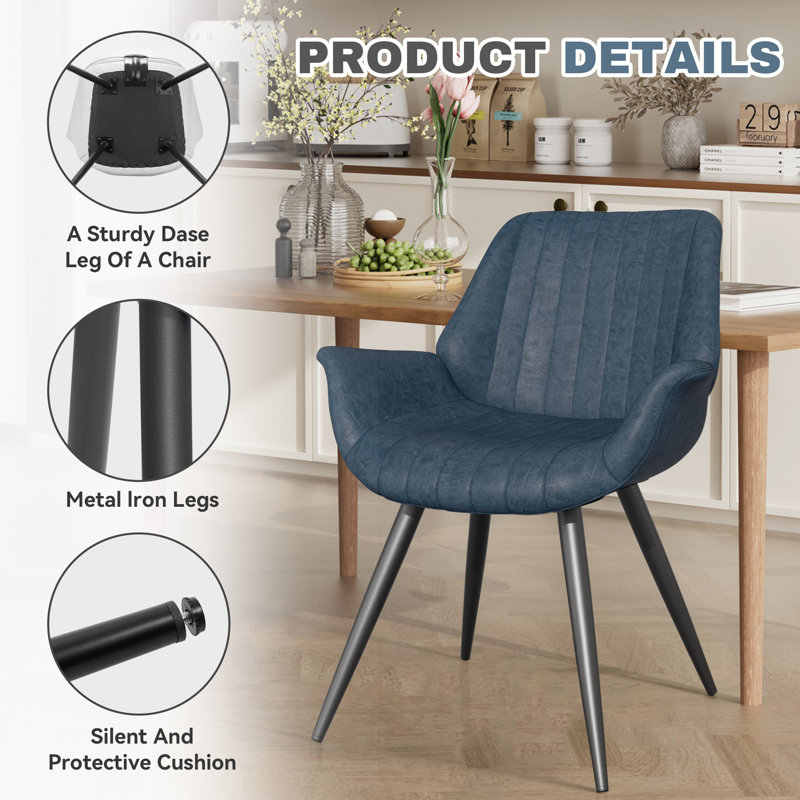 Kitchen & Dining Chairs in Mid-Century Modern Style Set of 2, Blue