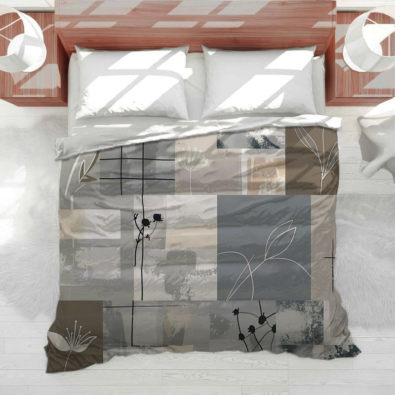 Collage Abstract Varied Machine Printed Duvet Cover, Queen Duvet Cover