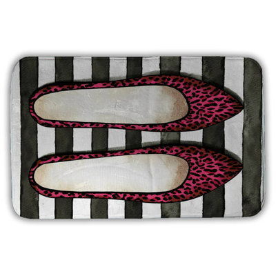 Leopard pink shoes Bath Mat with Non-Slip Backing - Quick Dry Memory Foam Bathroom Rug - Absorbent - Modern Plush Spa-Style - Machine Washable