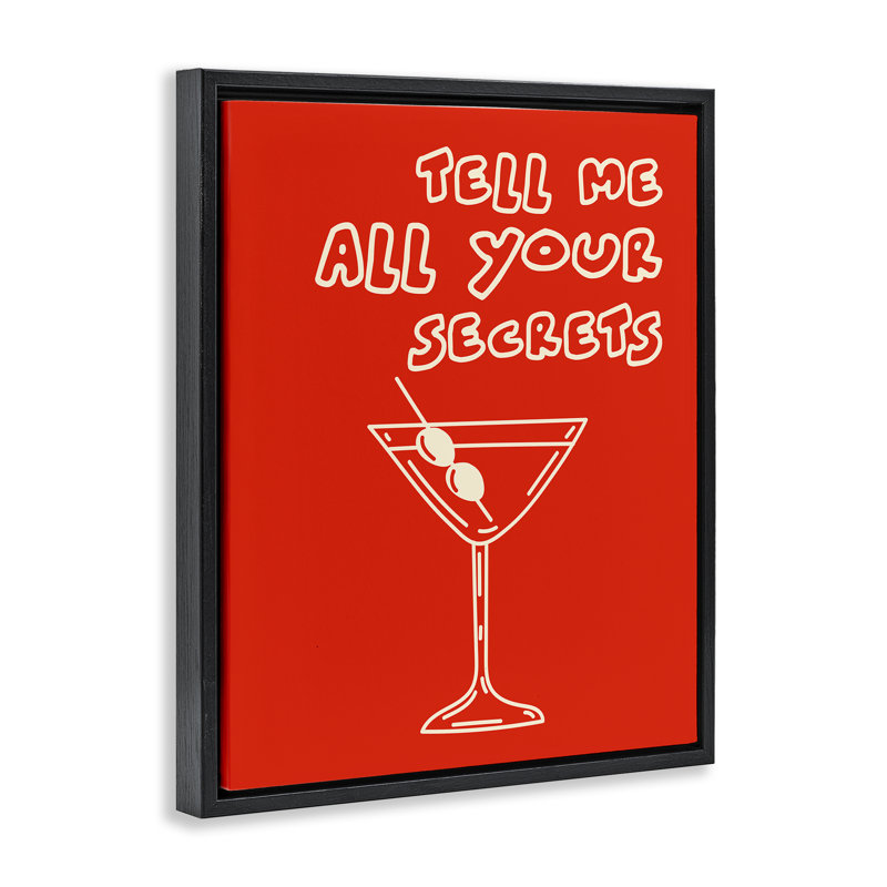 Cadre flottant «Tell Me Your Secrets», design par House of Lulu, H 21 po x l 17 po, Cadre flottant noir de jais