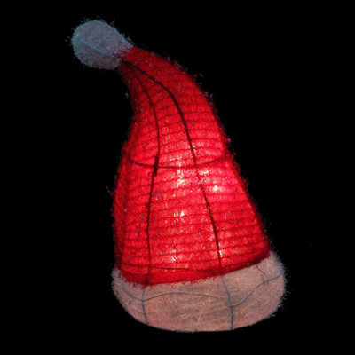 13" Lighted Iced Tinsel Santa Hat Christmas Tree Topper - Clear Lights