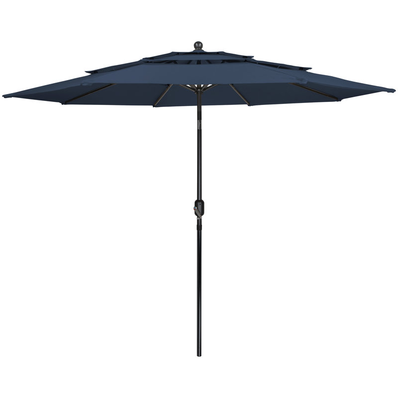 Parasol de marché pour terrasse 9,75 pi avec manivelle et inclinaison, Bleu