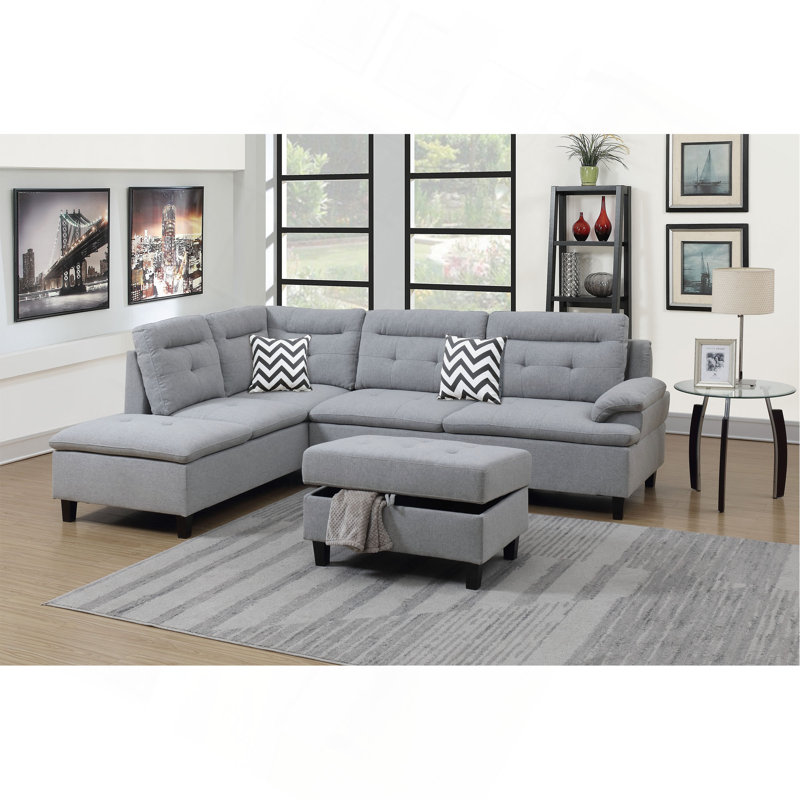 Canapé modulaire en lin gris