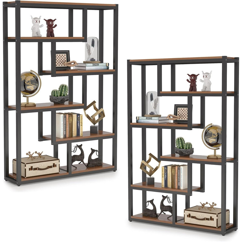 Bibliothèque géométrique H 69,29 "x l 39,37", Brun