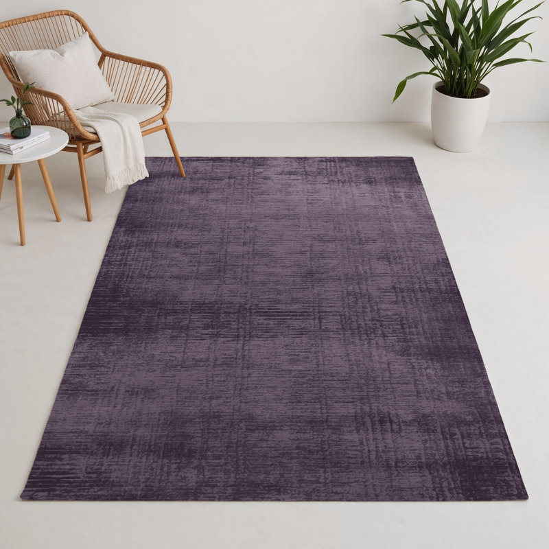 Tapis abstrait mauve intérieur et extérieur, Rectangle 5 pi x 7 pi