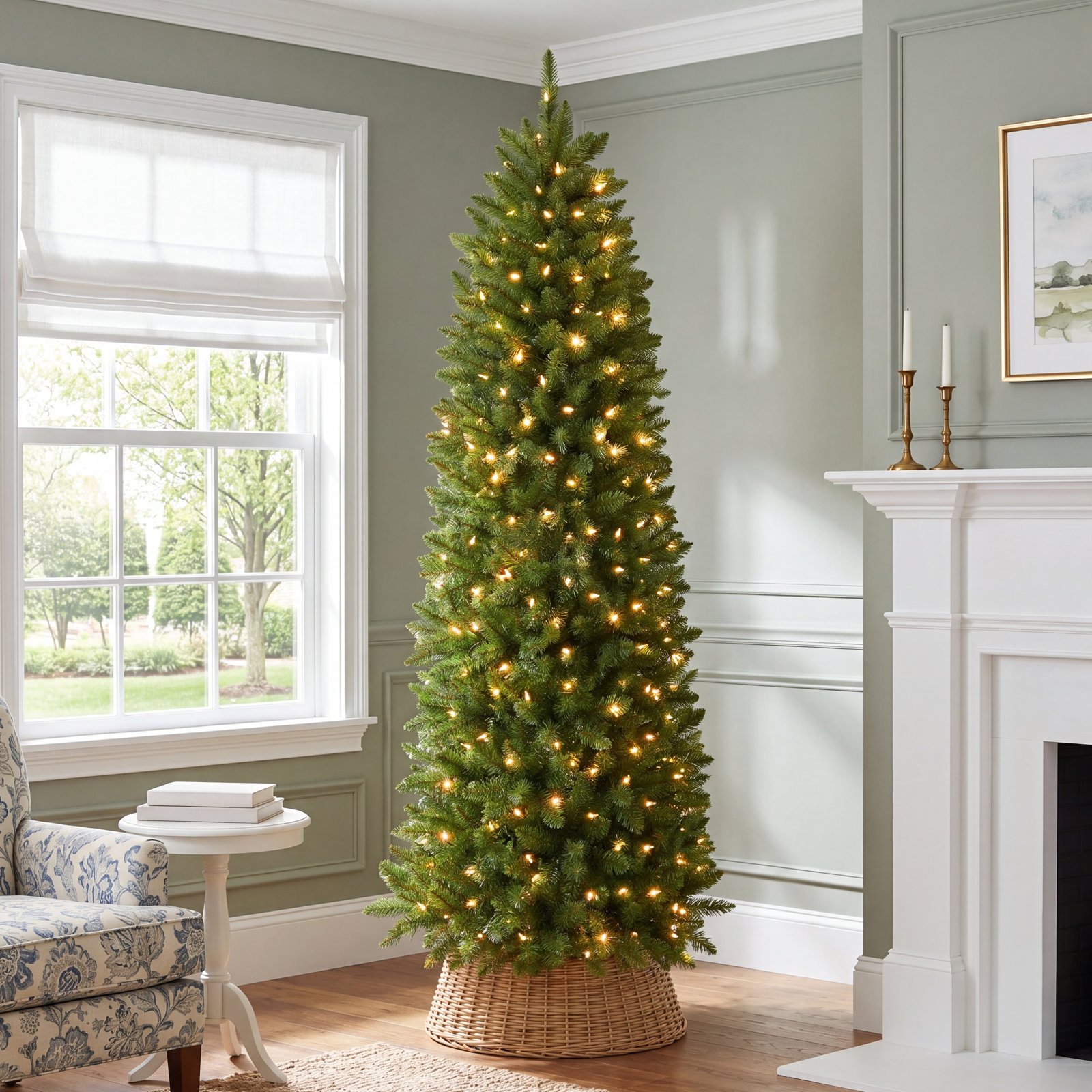 Lighted Artificial Christmas Tree, 7.5', Multicolored