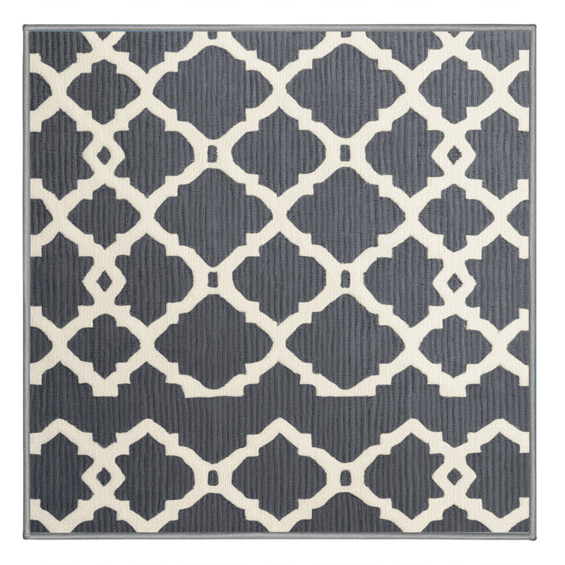 Tapis gris en treillis lavable à la machine, Carré 6 pi