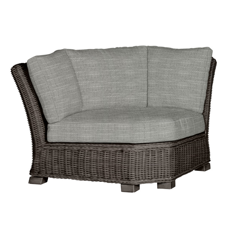 Rustic Woven Sectional Corner, No Welt, Black Walnut, Linen Navy