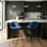 Ensemble de 2 tabourets de bar en tissu avec pieds en fer noir Solana