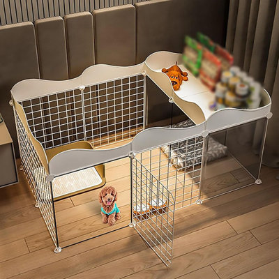 Foldable Pet Playpen with Storage Shelf – Portable Indoor Play Area and Organizer