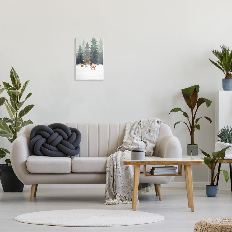 «Winter Season Forest Animals Fox Deer Squirrel» par House Fenway - impression d'art graphique, H 19 po x l 13 po