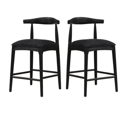 Counter Stool In Black Fabric (set Of 2)
