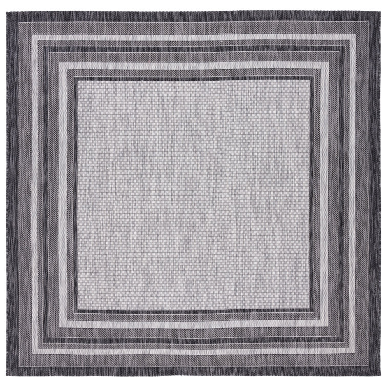 Hance Bordered Light Gray/Black Area Rug