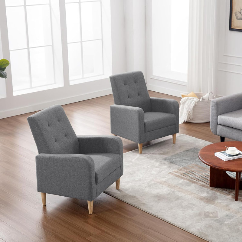 Oka Upholstered Accent Chair, Grey/Brown/Blue