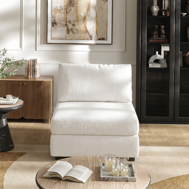 Chaise sans accoudoirs Harriman, Ivoire ivoire
