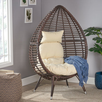 Teardrop Chair For Outdoor Use, Finish, Metal Frame, Water - Cushions, 39.43 Lb, 32.38 In Deep X 38.11 Wide 59.42 High, Neutral Look