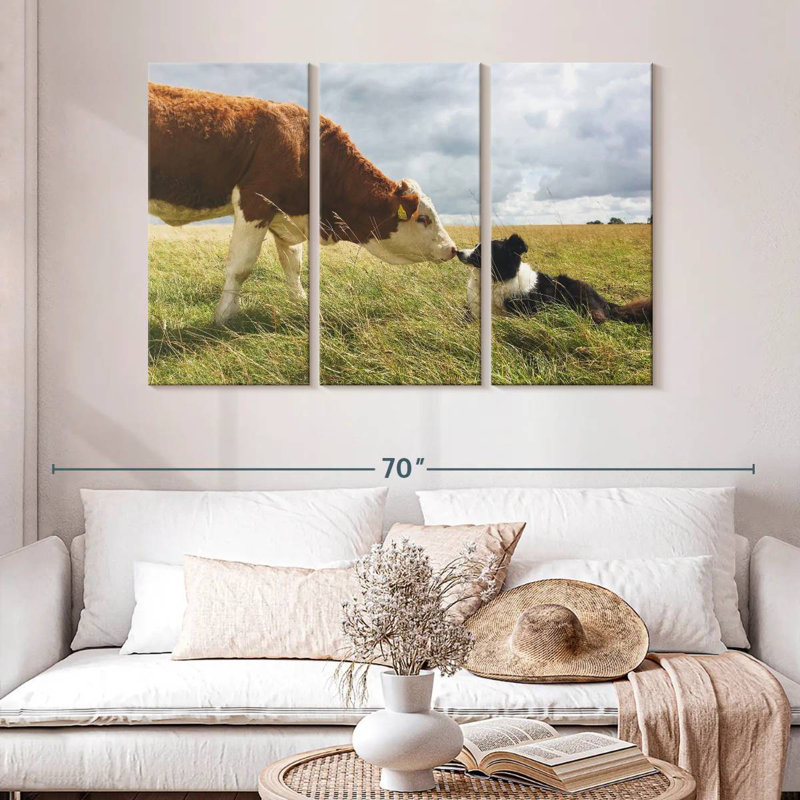 Border collie et vache, H 32 po x l 50 po
