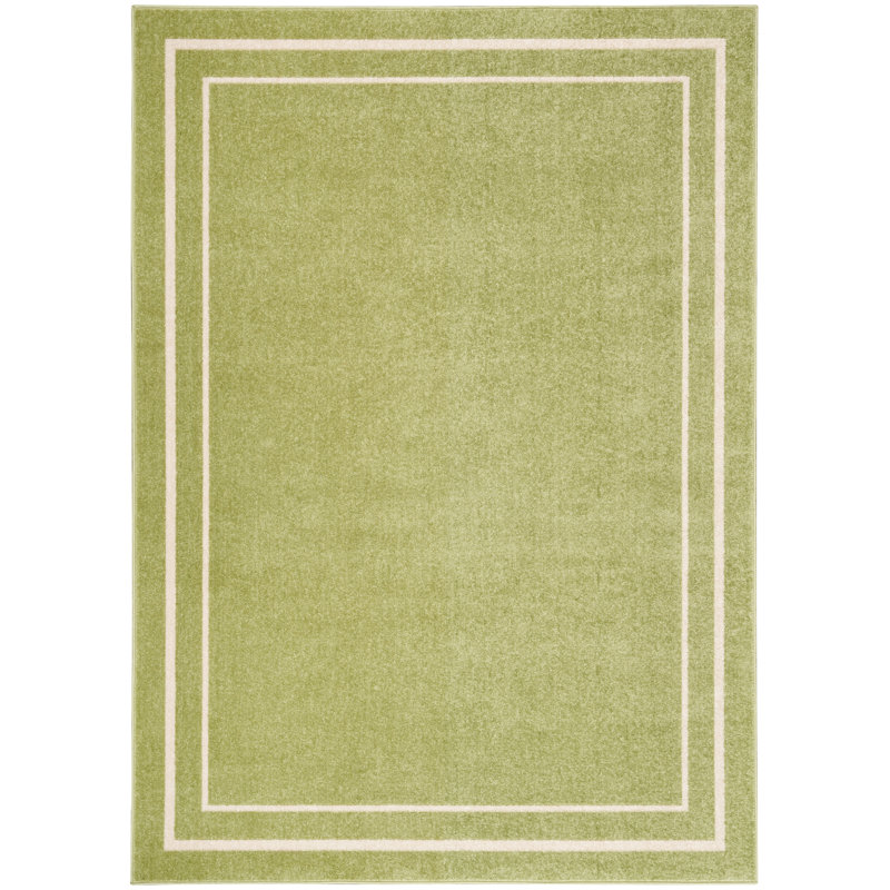 Carbie Abstract Machine Woven Chenille Indoor/Outdoor Area Rug in Green, Rectangle 4' x 6'