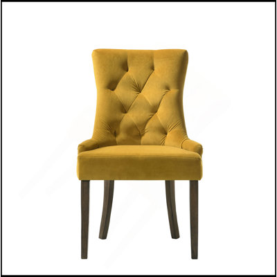 Ensemble de 2 chaises d'appoint en velours jaune et fini espresso Farren