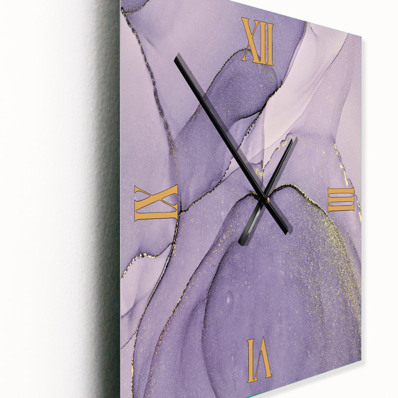 Horloge murale abstraite mauve et grise, Surdimensionné