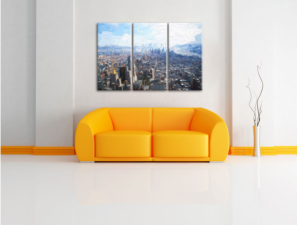 3-tlg. Leinwandbilder-Set „New York City Panorama“, Grafikdruck