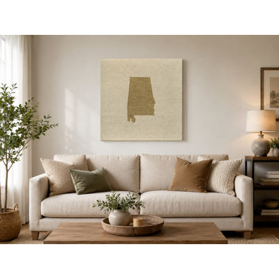 Alabama State Silhouette - art mural carré sur toile