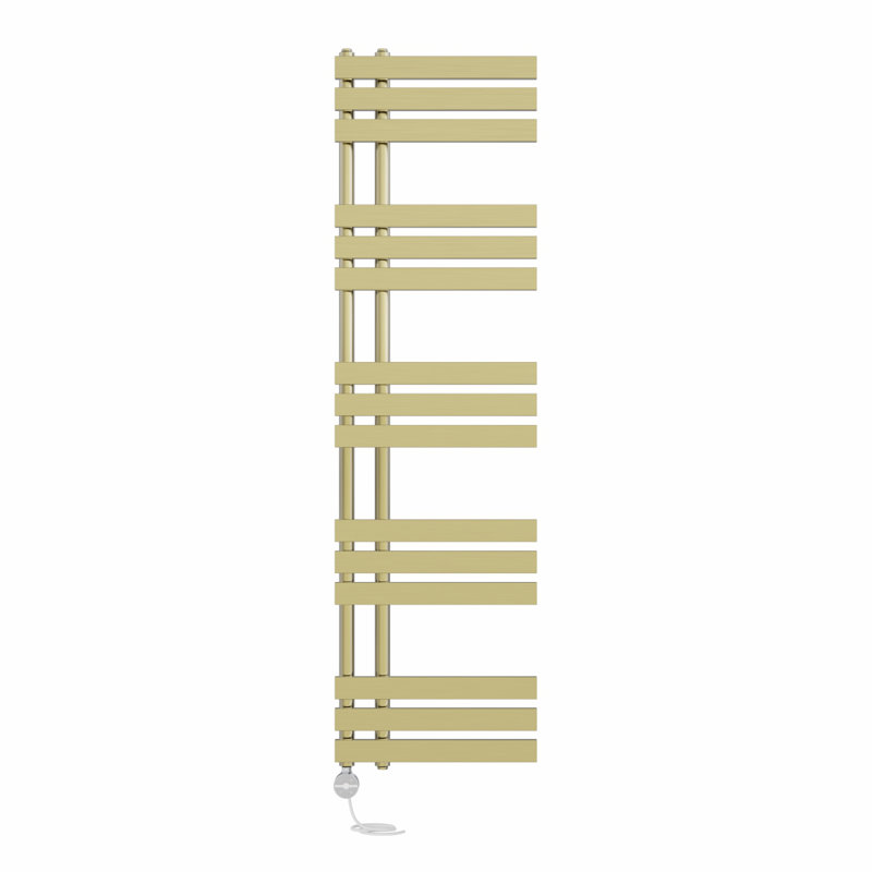 Rizza Designer Towel Rail Heated Towel Rails, Brushed Brass, 160"cm H x 45cm W x 7.35cm D