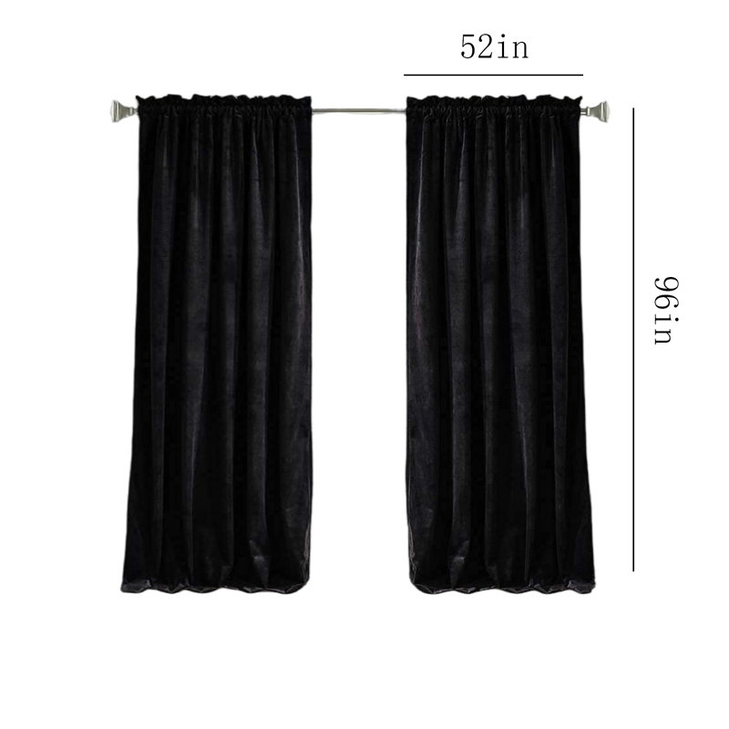 Black Velvet Grommet Blackout Indoor Window Panels 52" x 96"