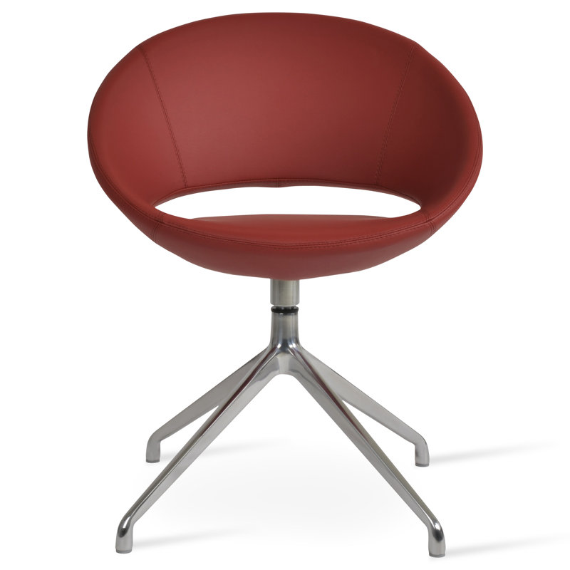 Fauteuil pivotant Crescent Spider, Rouge foncé, Chrome