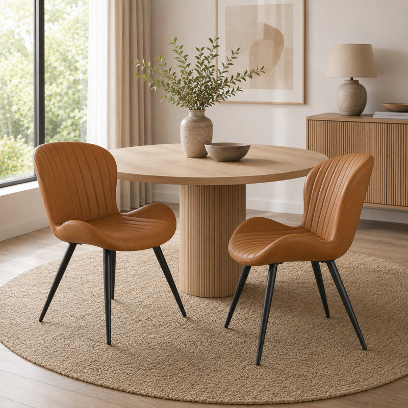 Chaise rembourrée avec pieds en métal, Brun